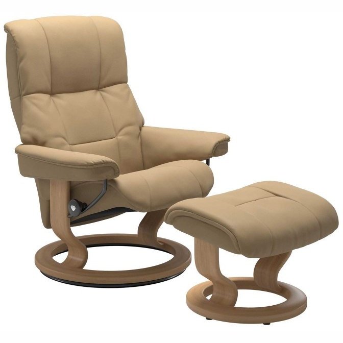 Stressless Mayfair Medium Classic Paloma Sand Recliner with Stool SPECIAL OFFER
