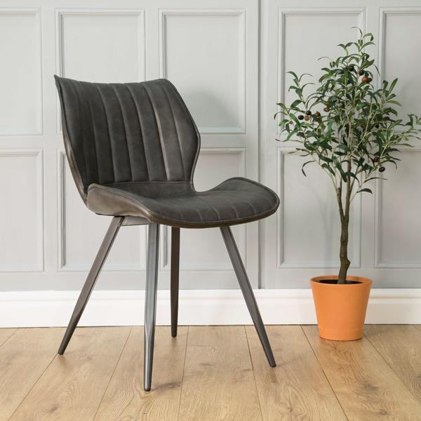 Oceans Apart Alfa Bounce Dining Chair Vegan Leather Grey - Hunter