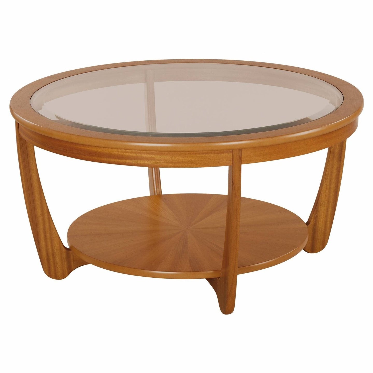 Glass Top Round Coffee Table - Teak - Hunter Furnishing