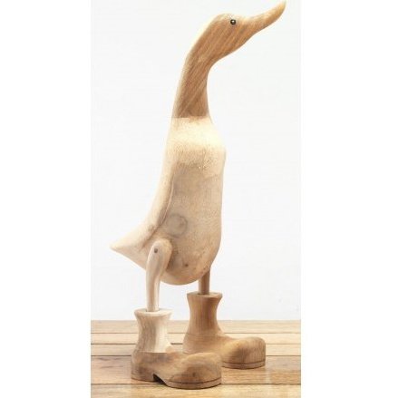 Natural Wooden Duck with Boots