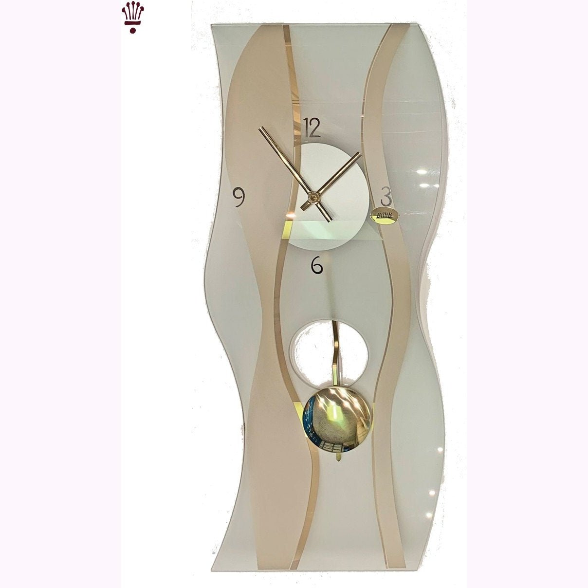QC9061 Gold Mineral Glass Quartz Wall Clock