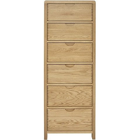 Ercol Bosco 6 Drawer Tall Narrow Chest of Drawers. - Hunter Furnishing