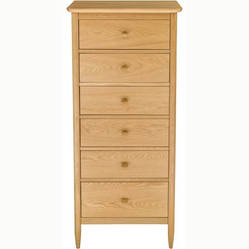 Ercol Teramo 2685 6 Drawer Tall Narrow Chest. - Hunter Furnishing