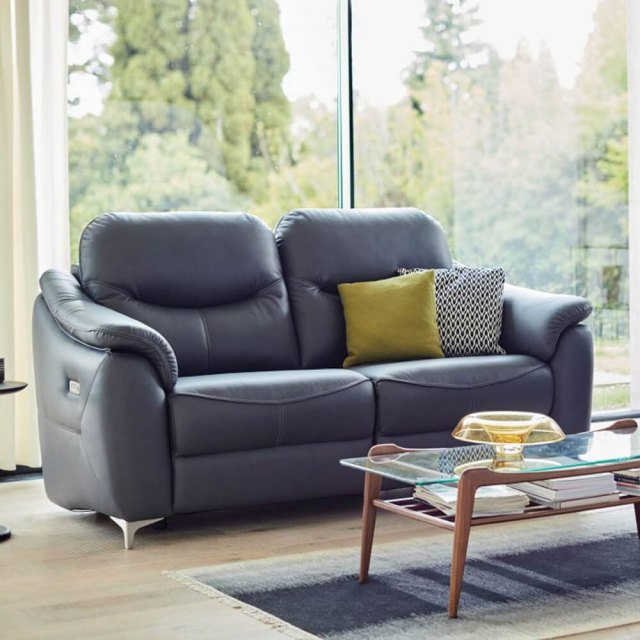 G Plan Jackson 3 Seater DBL Eclectic Recliner Leather Sofa - Hunter Furnishing