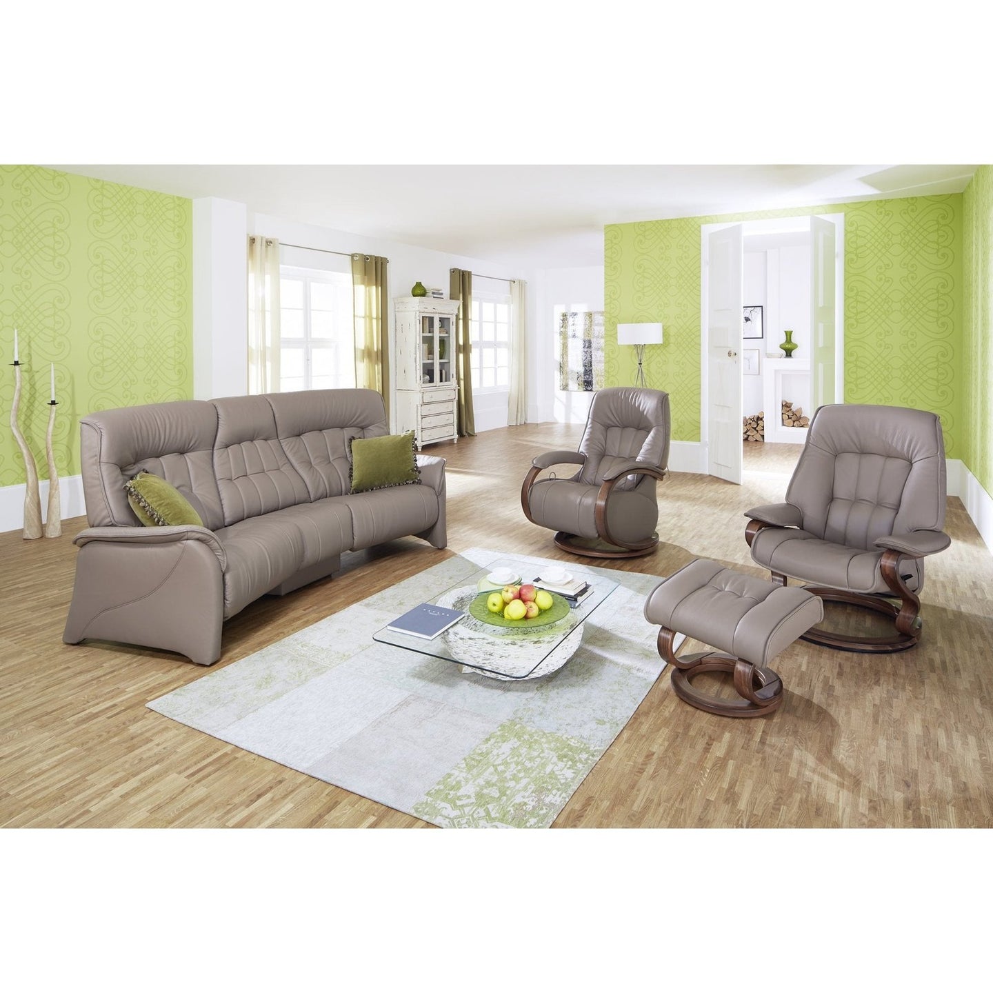 Himolla Rhine Curved Power Recliner Sofa with Table - Hunter Furnishing