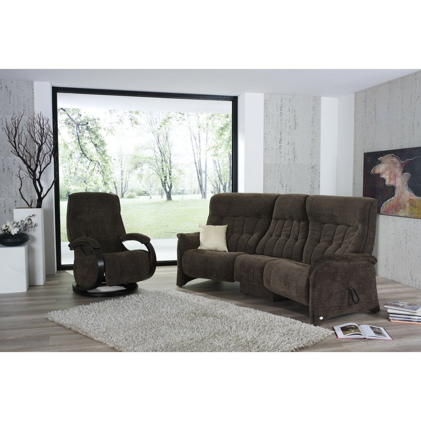 Himolla Rhine Curved Power Recliner Sofa with Table - Hunter Furnishing