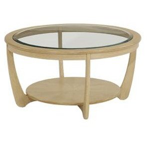 Nathan Shades Oak Glass Top Round Coffee Table - Hunter Furnishing