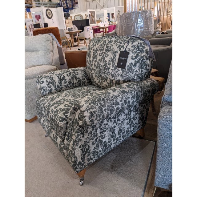 Parker Knoll Westbury Armchair B Beatrice Charcoal Cover - Teak Leg with Chrome Castor