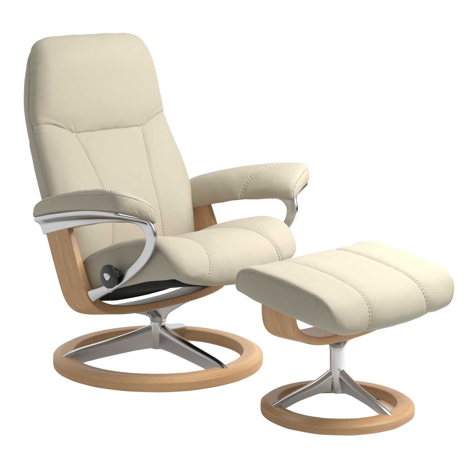 Stressless Consul Medium Signature Base Recliner with Stool