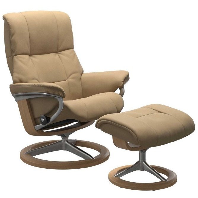 Stressless Mayfair Medium Signature Paloma Sand Recliner with Stool - Hunter Furnishing