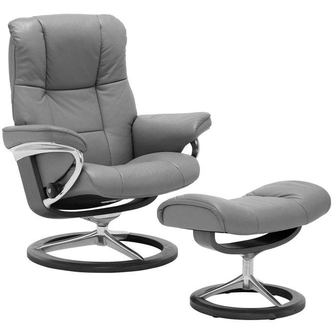 Stressless Mayfair Medium Signature Paloma Silver Grey Recliner with Stool SPECIAL OFFER - Hunter Furnishing